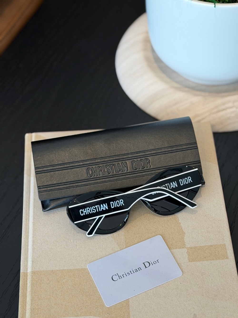 Dior Black Cat-Eye Sunglasses with Star Accents